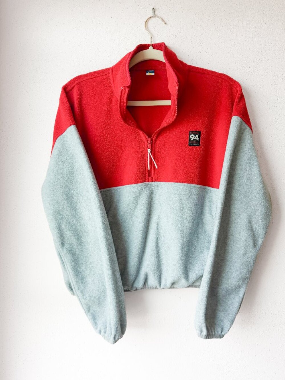 Old Navy 94 Colorblock Performance Fleece Quarter Zip Pullover Red Grey Size S